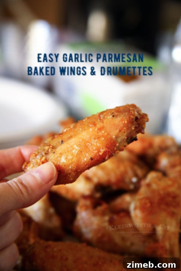 Closeup of a garlic parmesan wing