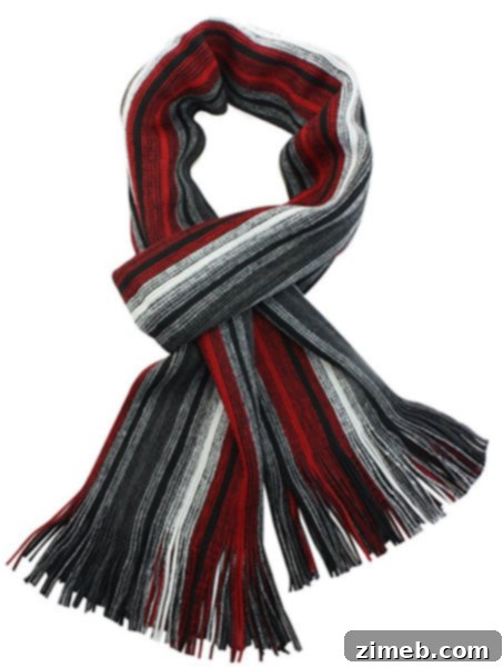 Dahlia Men’s Colorful Striped Knit Long Scarf – Red