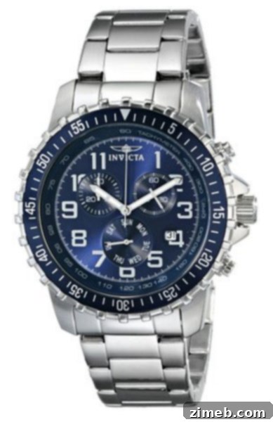 Invicta Men’s 6621 II Collection Chronograph Stainless Steel Blue Dial Watch