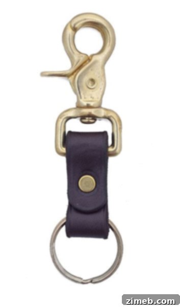 Leather Key Chain Ring Fob Solid Brass Fixtures