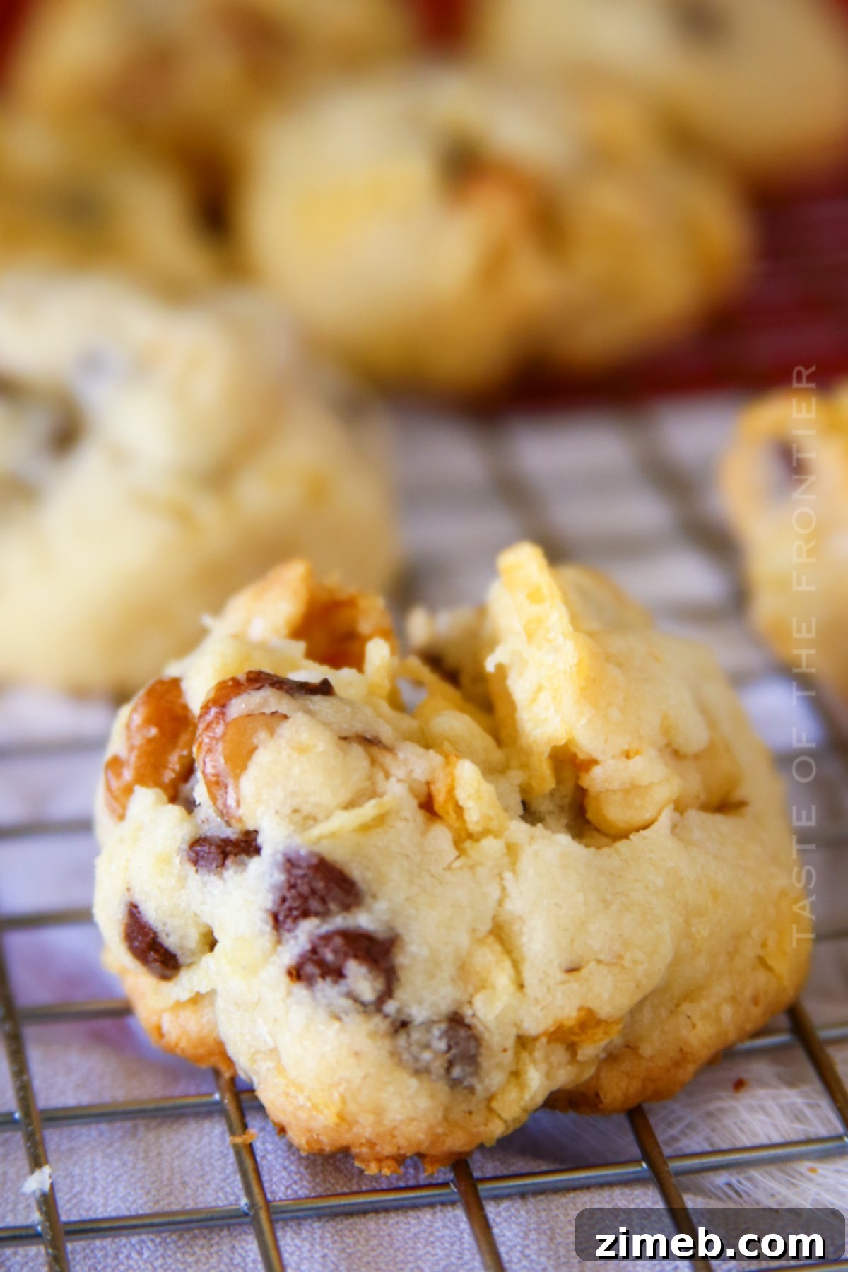 Salty-Sweet Walnut Chip Bliss 2 Close-up of golden Potato Chip Cookies with visible chocolate chips and walnuts