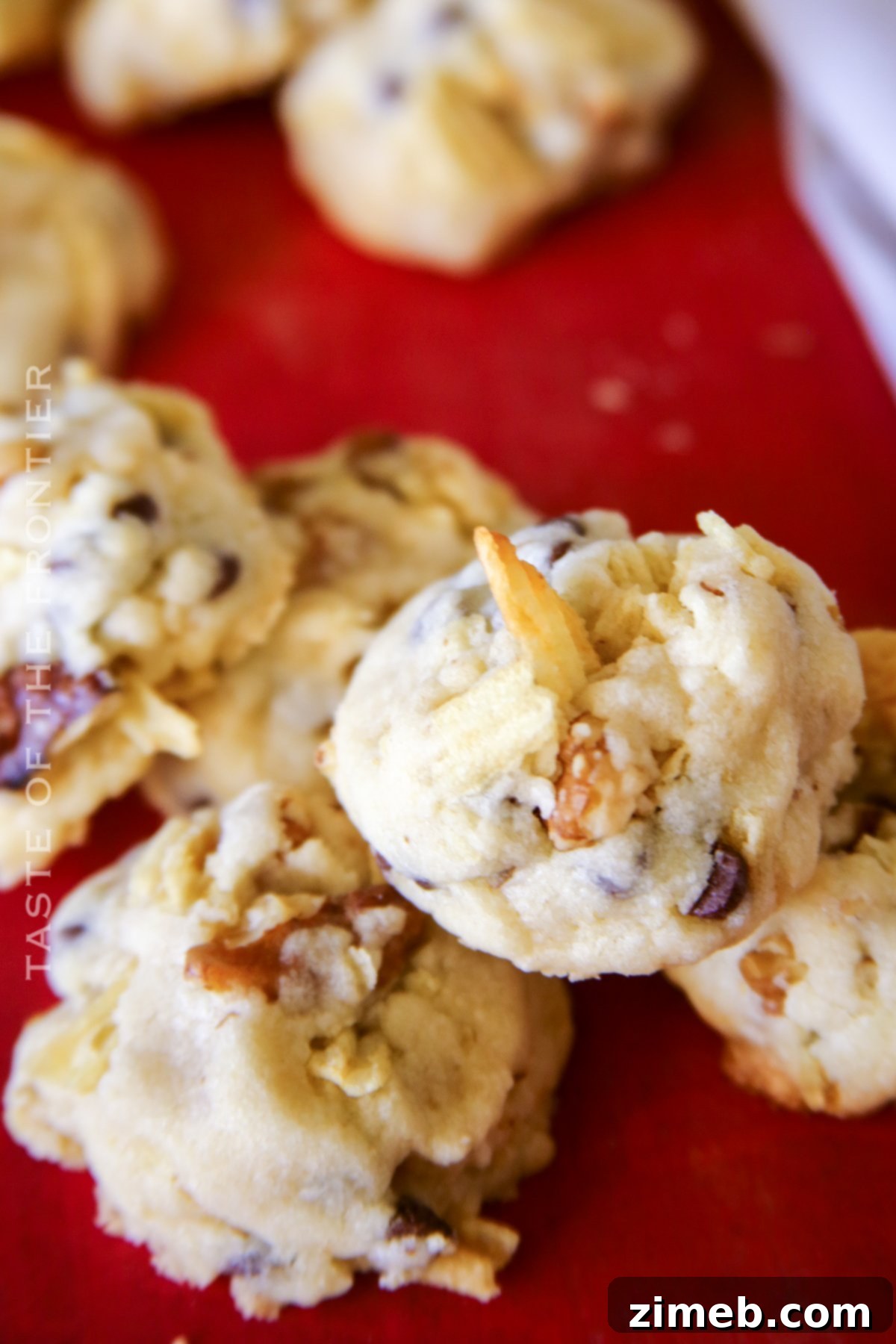 Salty-Sweet Walnut Chip Bliss 10 Freshly baked easy Potato Chip Cookies cooling on a wire rack