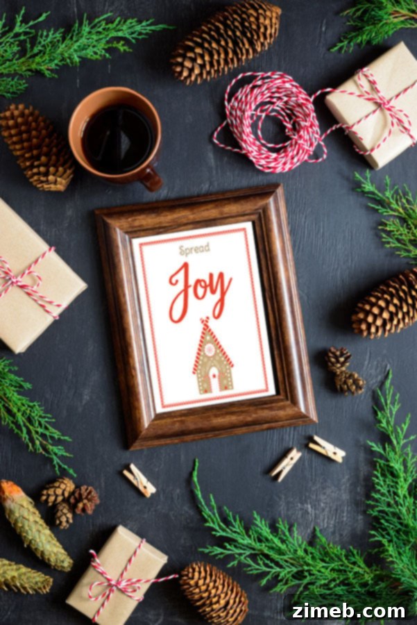 Get Your Free Joyful Christmas Printable Plus a $400 Cash Giveaway 3 Stylized display of 'Spread Joy' Christmas printable in home setting