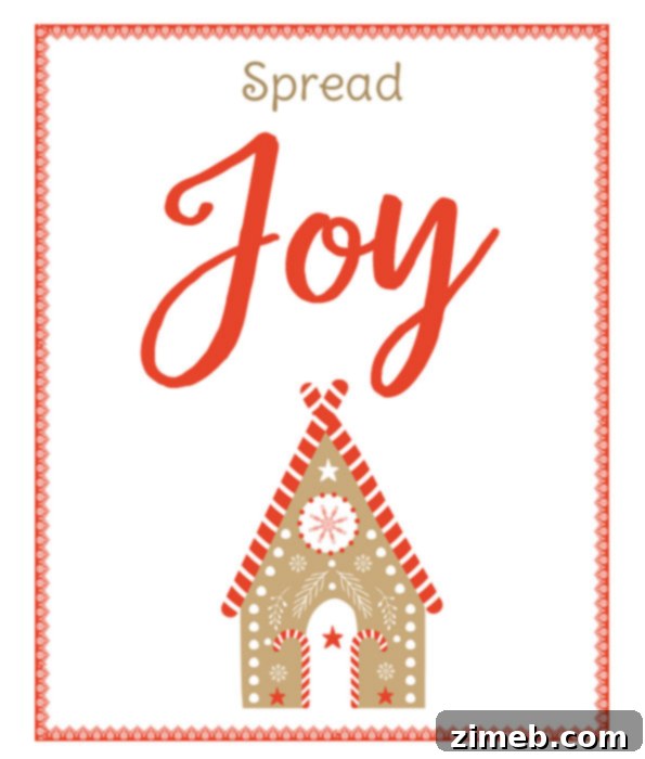 Get Your Free Joyful Christmas Printable Plus a $400 Cash Giveaway 4 Vertical view of 'Spread Joy' printable as part of holiday decorations