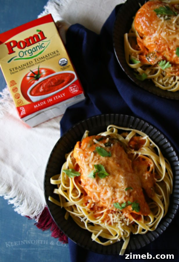 Velvety Tomato Parmesan Chicken 2 Creamy Tomato Parmesan Chicken served with pasta