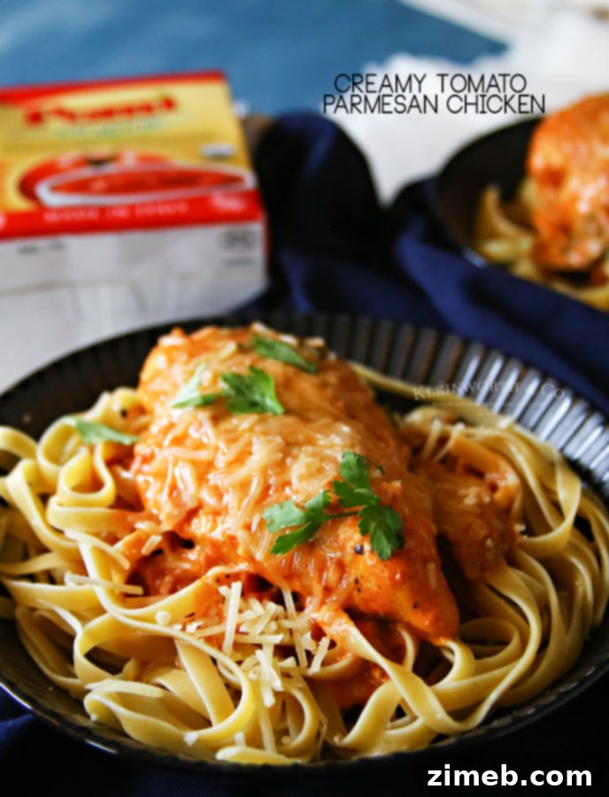 Velvety Tomato Parmesan Chicken 7 Close up of Creamy Tomato Parmesan Chicken