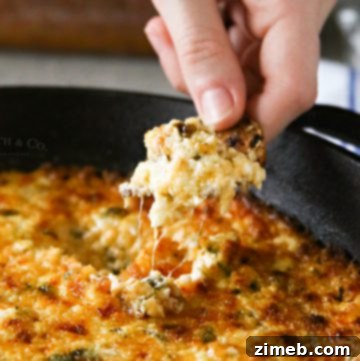 Velvety Hot Havarti Spinach Dip 5 Cheesy Havarti Hot Spinach Dip in a skillet