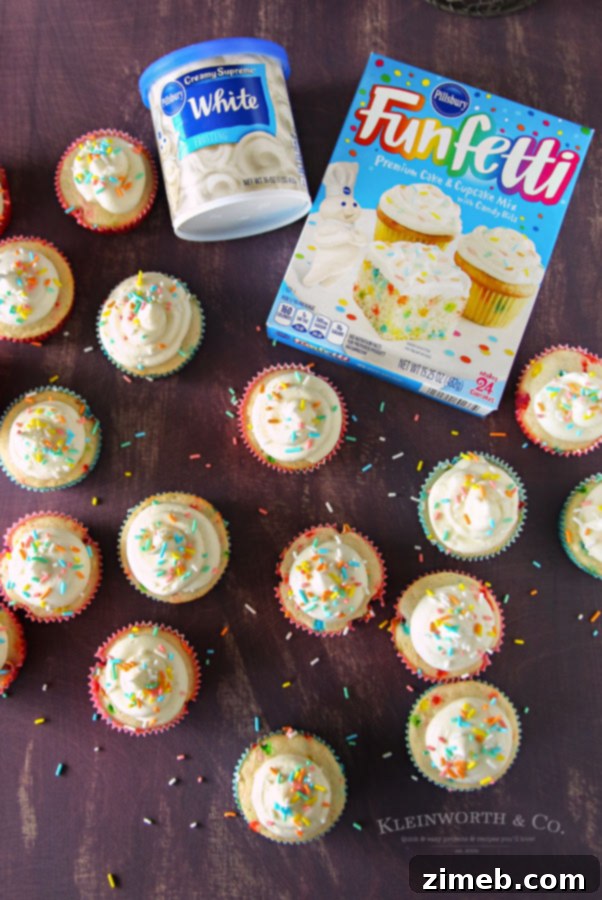 Finished 2-Ingredient Funfetti Cupcakes