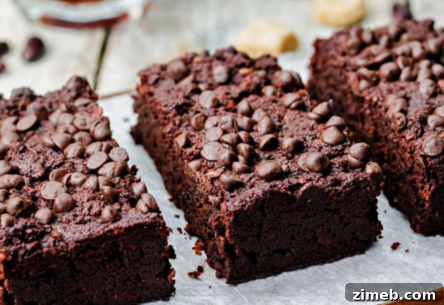 Light & Luscious Double Chocolate Brownies 3 Close-up of Skinny Double Chocolate Brownies, showcasing their rich texture