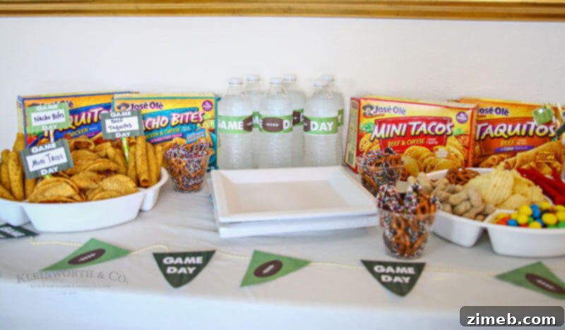 Game Day Party Printables in use on a festive table setting