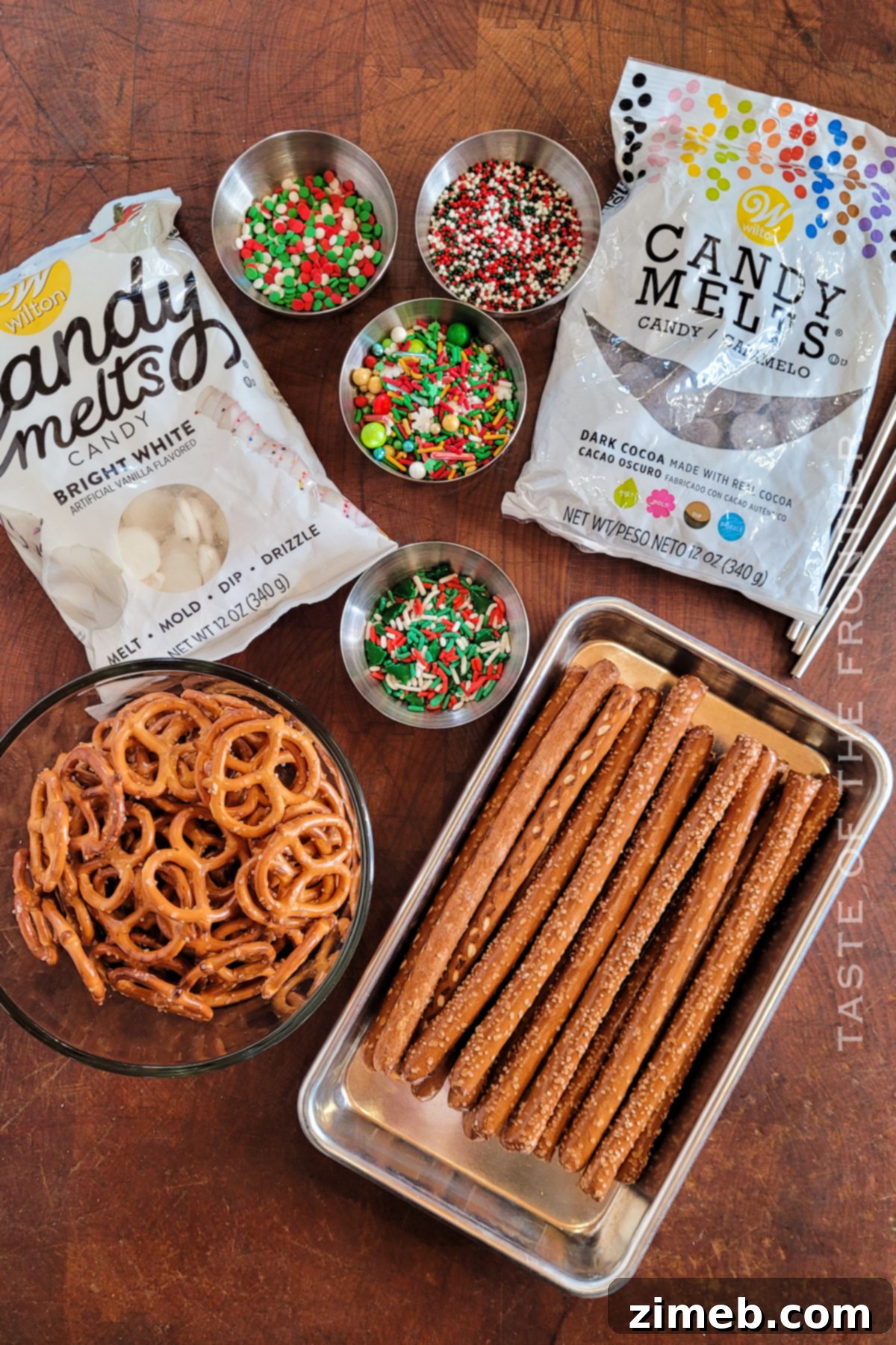 Sweet and Salty Chocolate Crunch 4 Ingredients for making Chocolate Covered Pretzels at home
