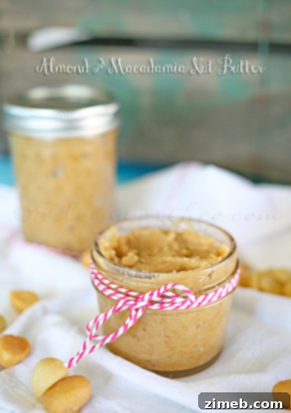Homemade Almond & Macadamia Nut Butter in a jar