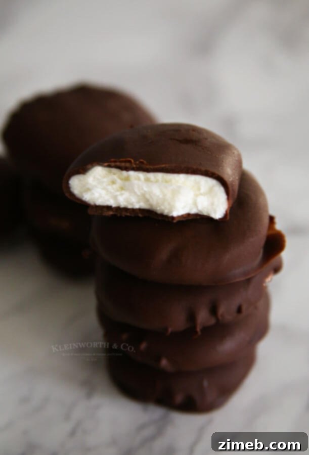 Homemade Peppermint Patties - close-up of the minty filling