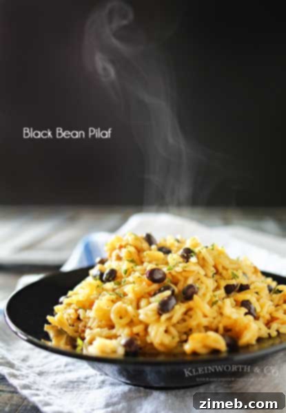 Black Bean Pilaf Recipe served with fresh herbs