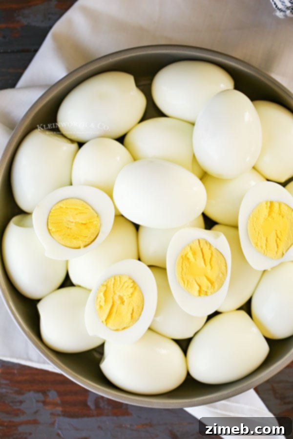 Foolproof Hard Boiled Eggs 9 Hard boiled eggs cut in half for egg salad or deviled eggs