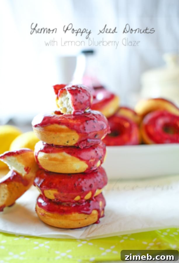 Lemon Poppy Seed Donuts w/ Lemon Blueberry Glaze