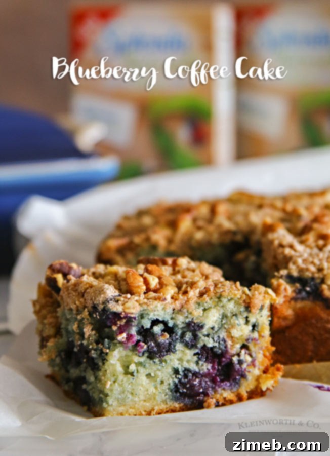 Close-up of a slice of Blueberry Coffee Cake