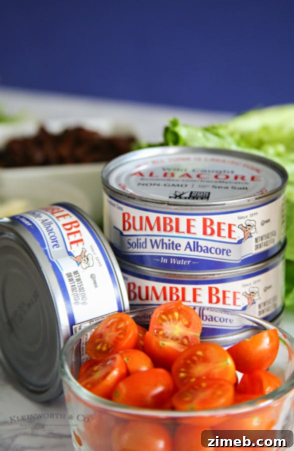 Tangy Buffalo Ranch Tuna Salad 3 Multiple cans of Bumble Bee Albacore tuna ready for salad