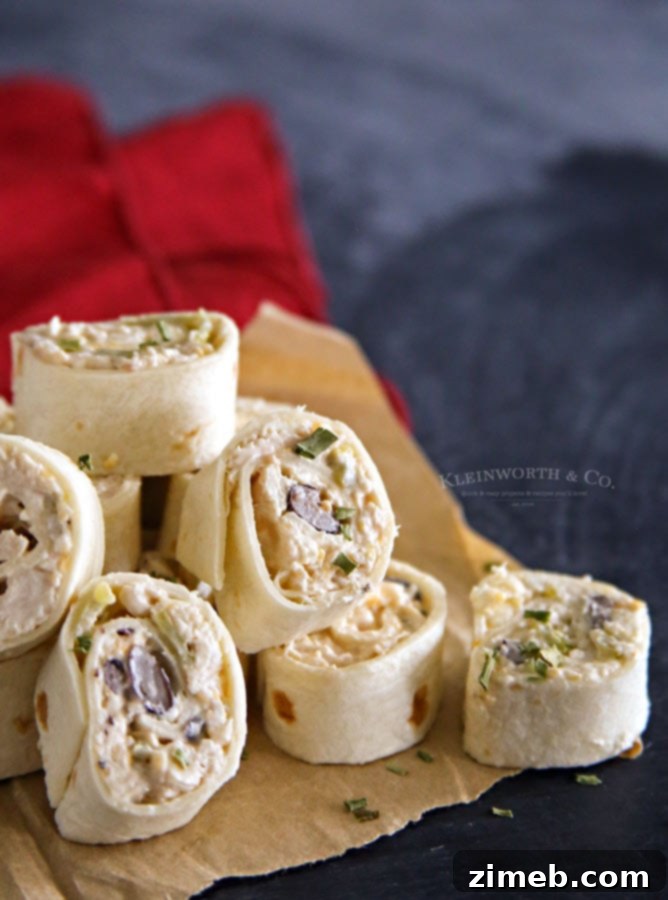 Creamy Chicken Verde Pinwheels - a closer look at the vibrant and creamy filling.