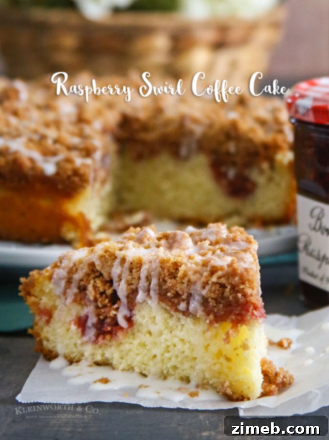 Raspberry Ripple Coffee Cake 6 Slice of Raspberry Swirl Coffee Cake with a cup of coffee