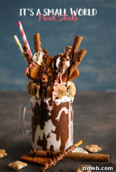 Churro Funnel Cake Made Simple 8 It's a Small World Freak Shake, a whimsical and colorful dessert drink