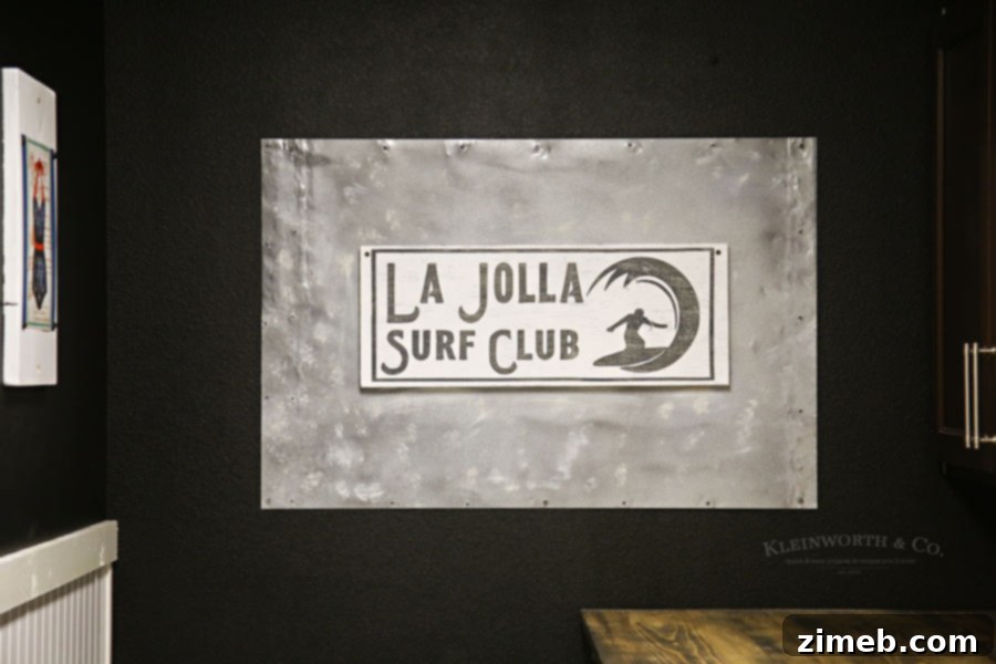 Finished Custom Cricut Surfer Sign: Aged and Ready for Display