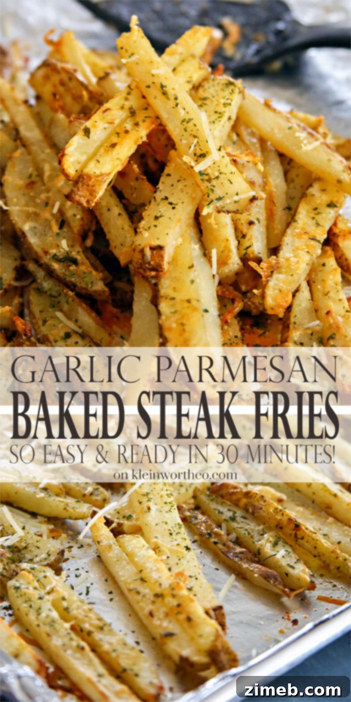 Ultimate Garlic Parmesan Baked Steak Fries 2 Garlic Parmesan Baked Steak Fries - Easy, crispy oven-baked potato wedges with savory garlic and parmesan cheese, perfect for any meal or BBQ.