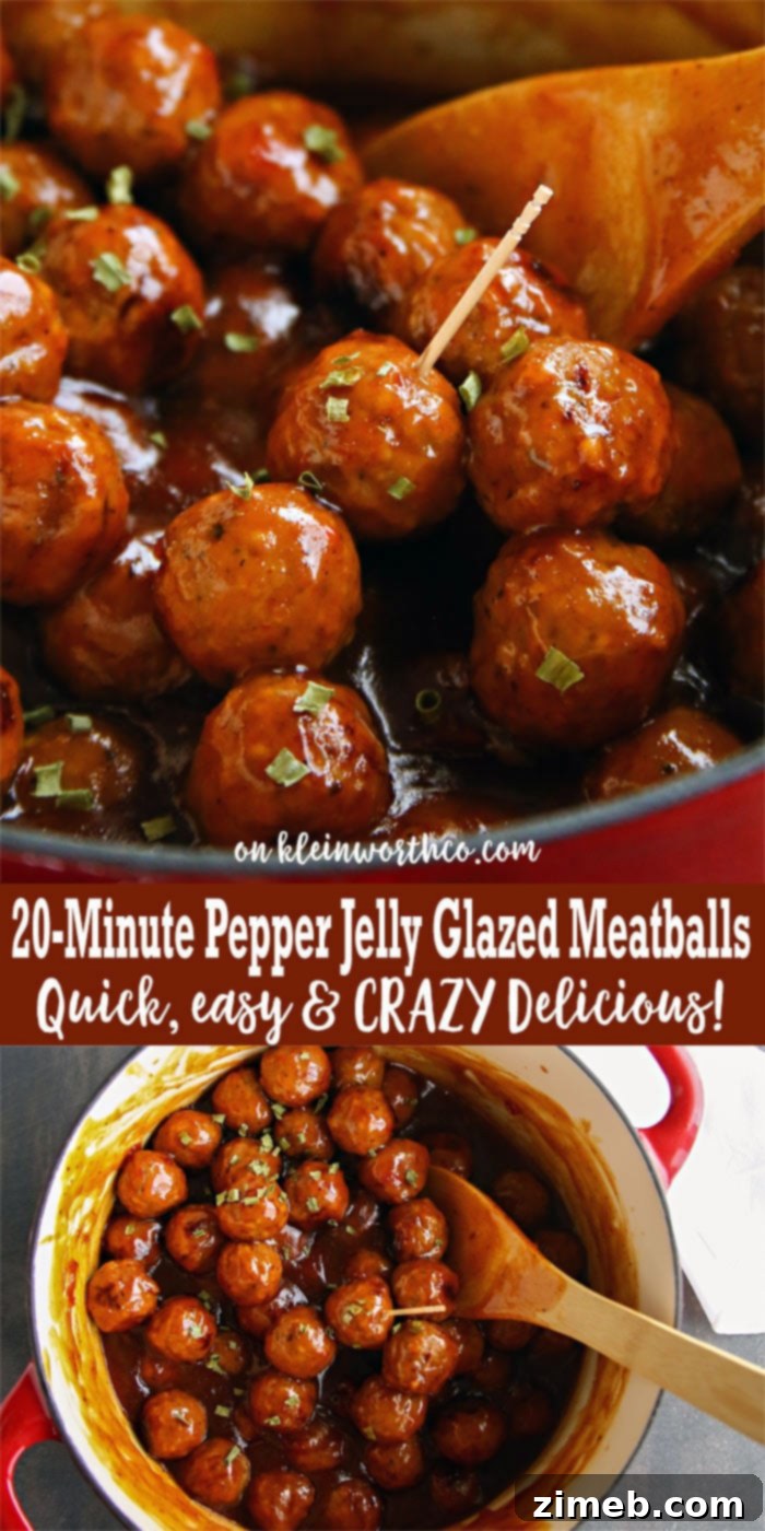 20-Minute Zesty Pepper Jelly Meatballs 2 20-Minute Pepper Jelly Glazed Meatballs - easy meatball recipe