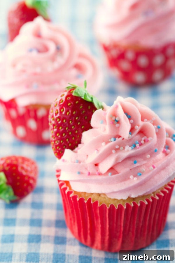 Luscious Strawberry Buttercream 5 Fresh Strawberry Buttercream Frosting piped onto a pastry
