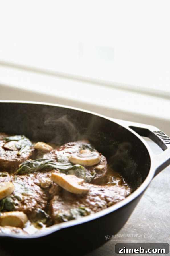 Seared Filet Mignon with Spinach and Mushrooms in a Velvety White Wine Cream 2 Spinach Mushroom Filet Mignon with rich white wine sauce