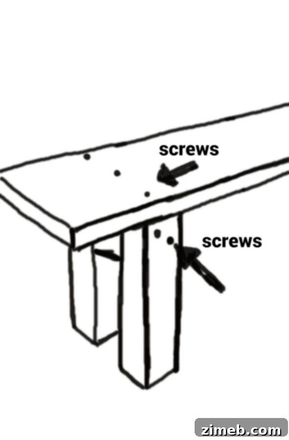 Effortless Outdoor Bench Creations 6 Plans for Easy DIY Benches - Outdoor Furniture, screw placement
