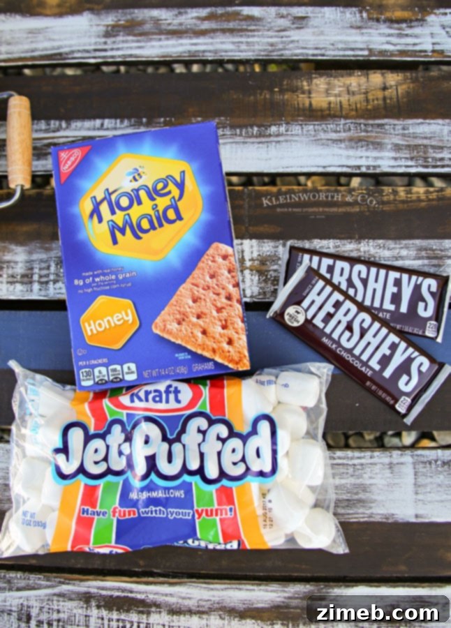 Free Printable S'mores Party Invites 4 Essential ingredients for the perfect S'mores: graham crackers, chocolate, and marshmallows.