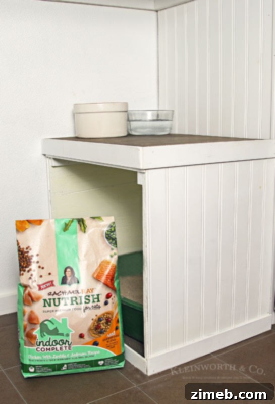 Hidden Litter Box: Build Your Own Cabinet 2 DIY Litter Box Cabinet doubling as a feeding station