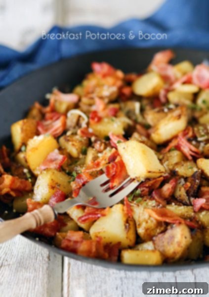 Skillet Breakfast Potatoes & Bacon - a perfect breakfast-for-dinner idea