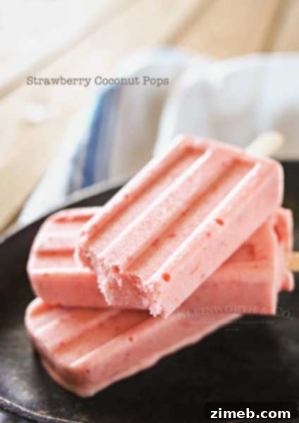 Velvet Vegan Fudge Pops 7 Strawberry Coconut Pops - creamy, dairy-free, and no refined sugar. A tasty, cool, and refreshing frozen dessert recipe for summer that's virtually guilt-free!