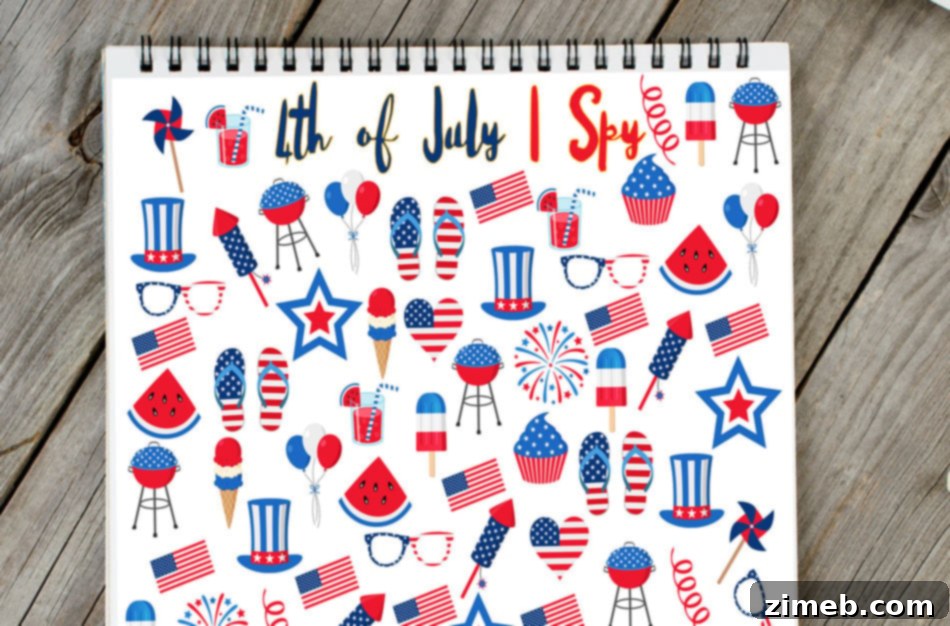 4th of July I Spy Printable - A Free Resource for Kids on Independence Day