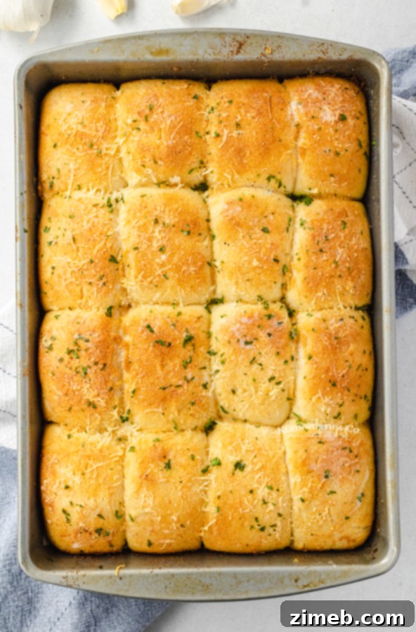 Garlic Parmesan Dinner Rolls in 30 Minutes 10 A tray of perfectly golden and fluffy 30-Minute Dinner Rolls.