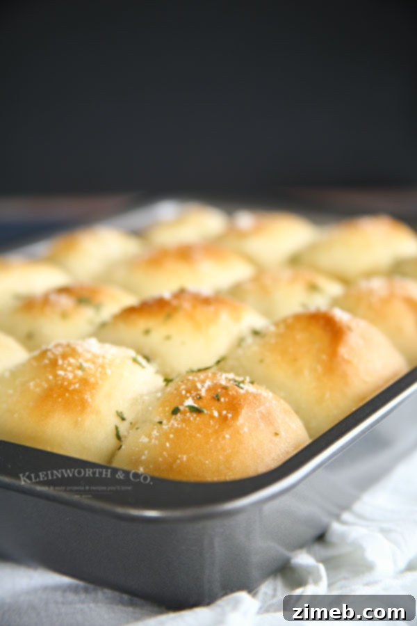 Garlic Parmesan Dinner Rolls in 30 Minutes 15 Warm 30-Minute Easy Dinner Rolls served on a platter, ready to complement any meal.