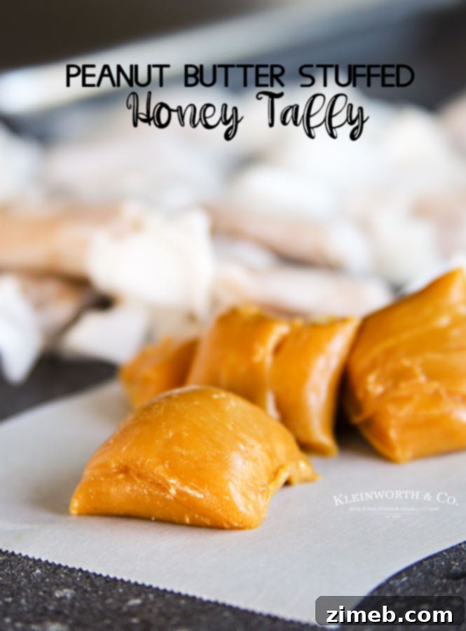 Honey Taffy's Peanut Butter Heart 5 Peanut Butter Stuffed Honey Taffy
