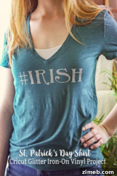 Cricut Cutting Capabilities 4 Custom St. Patrick's Day shirt created with Cricut using iron-on vinyl, highlighting personalized apparel.