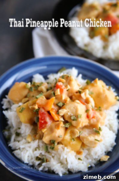 Slow Cooker Thai Pineapple Peanut Chicken, an easy and flavorful dinner recipe.