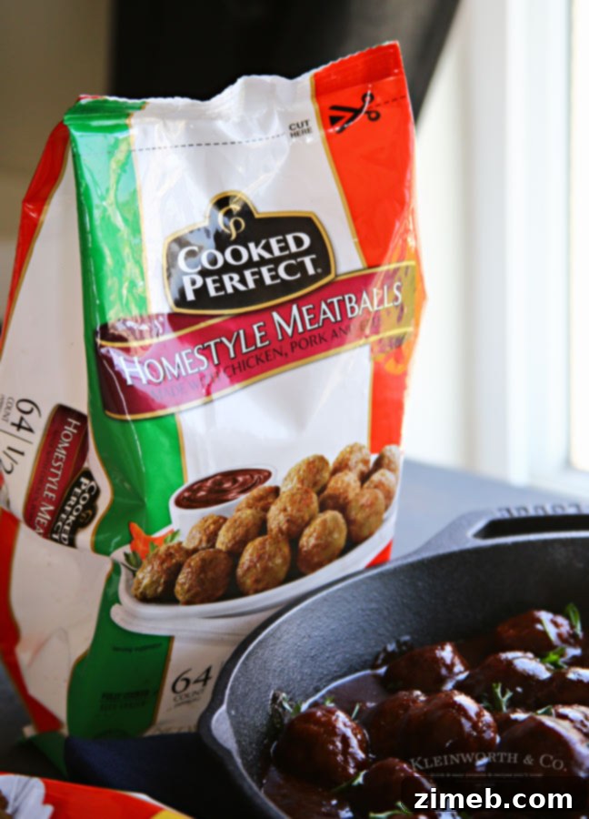 Easiest Kicky BBQ Ale Meatballs recipe, featuring frozen meatballs for convenience