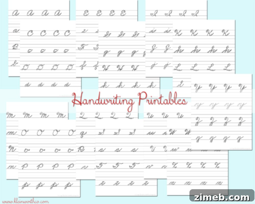 Cursive Handwriting Practice Sheets