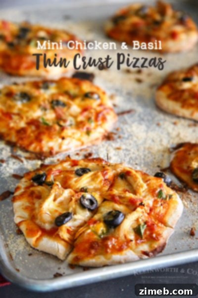Thrive at Five: Week 37's Path to Vibrant Eating 5 Mini Chicken Basil Thin Crust Pizza - a quick and easy family dinner idea
