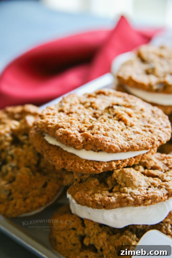 Oatmeal Cream Pie Cookie sandwiches with marshmallow cream