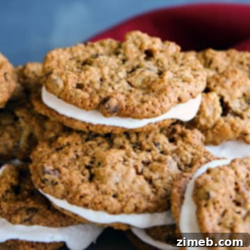 Oatmeal Cream Pie Cookies with rich marshmallow filling