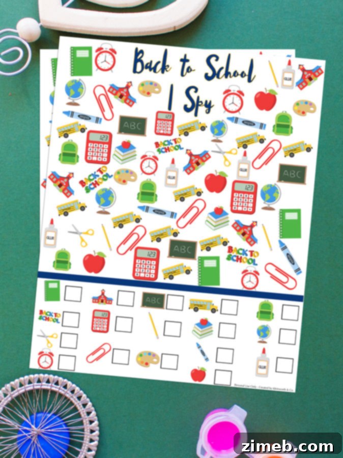 Back to School I Spy Printable - engaging kids activity for fall and school preparation