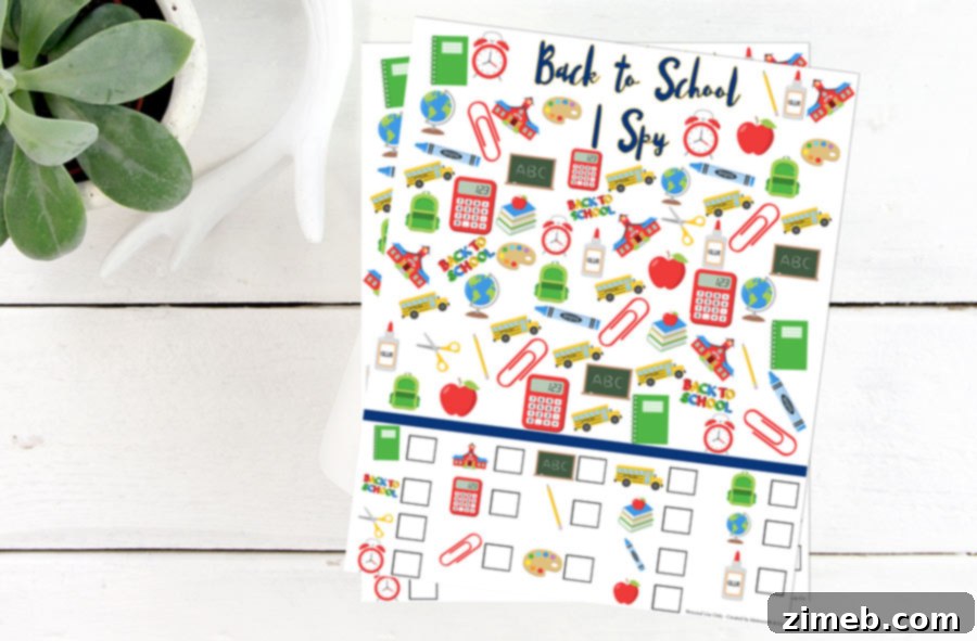 Back to School I Spy Printable - engage kids with this free educational game