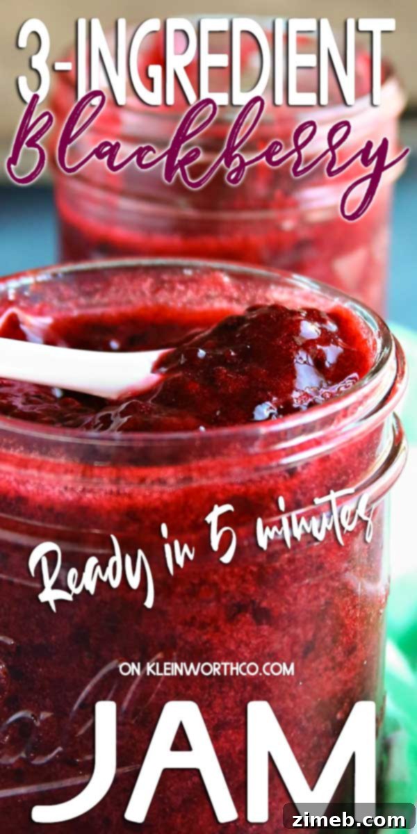 Effortless Three Ingredient Blackberry Jam 2 3-Ingredient Blackberry Jam - easy no-cook recipe
