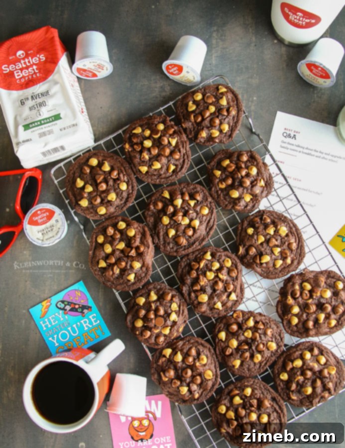 Fudgy Peanut Butter Chocolate Brownie Cookies 5 Peanut Butter Chocolate Brownie Cookies decorated with extra chips for back to school